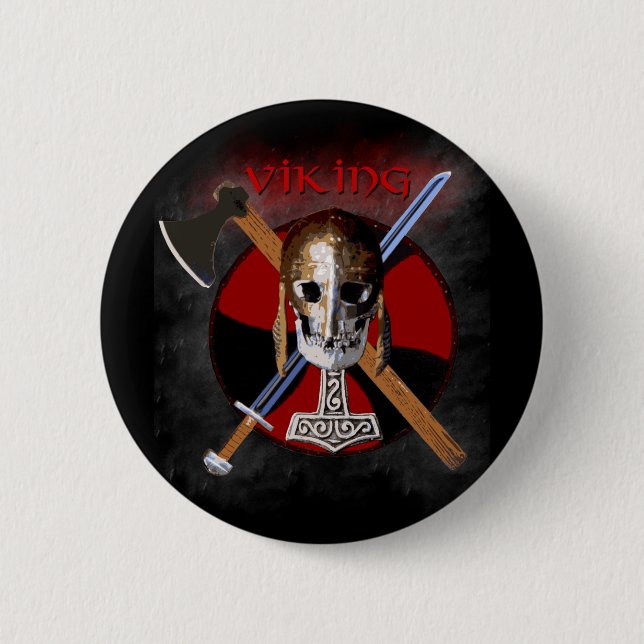 VIKING – Shield Skull Button (Vorderseite)