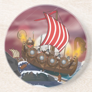 Viking Ship Invasion Fleet Sandstein Untersetzer
