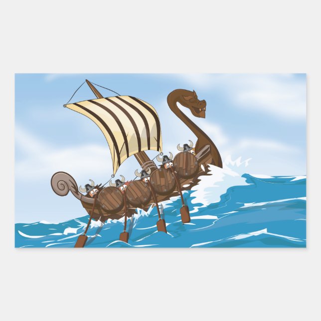 Viking Ship Rechteckiger Aufkleber (Vorderseite)