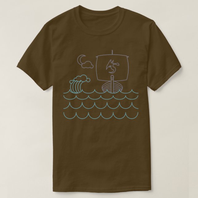 Viking Ship Rough Sea T-Shirt (Design vorne)