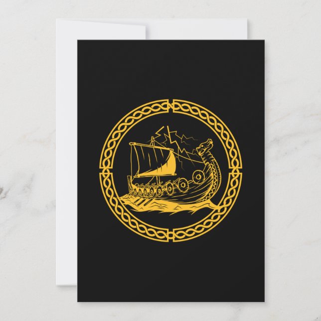 Viking Ship Warrior Valhalla Norse Mythology Gift Einladung (Vorderseite)