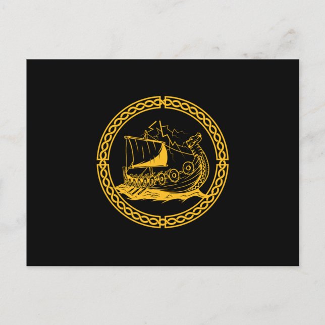 Viking Ship Warrior Valhalla Norse Mythology Gift Postkarte (Vorderseite)