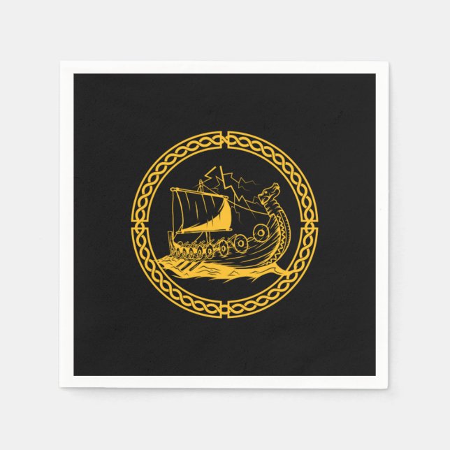 Viking Ship Warrior Valhalla Norse Mythology Gift Serviette (Vorderseite)