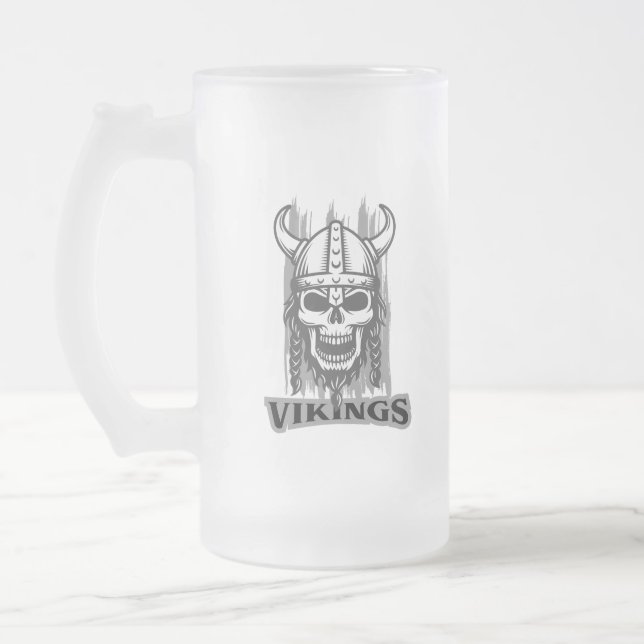 Viking Skeleton Bierbiere Tasse - Mattiertes Glasd (Links)