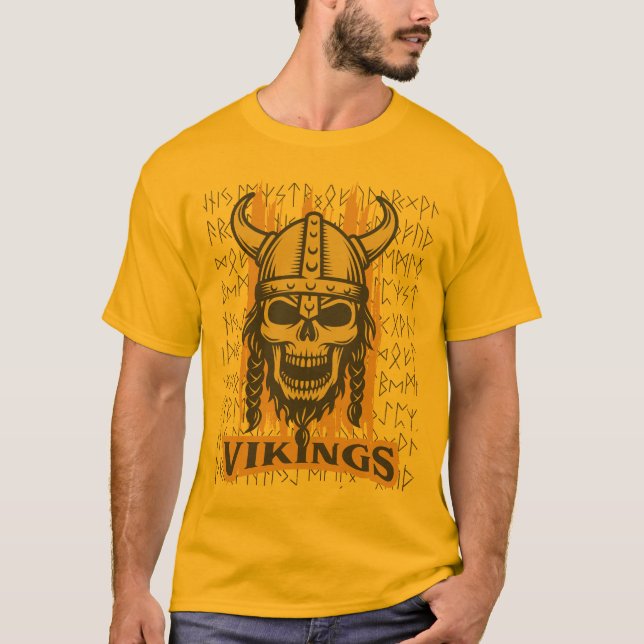 Viking Skeleton Orange T-Shirt (Vorderseite)