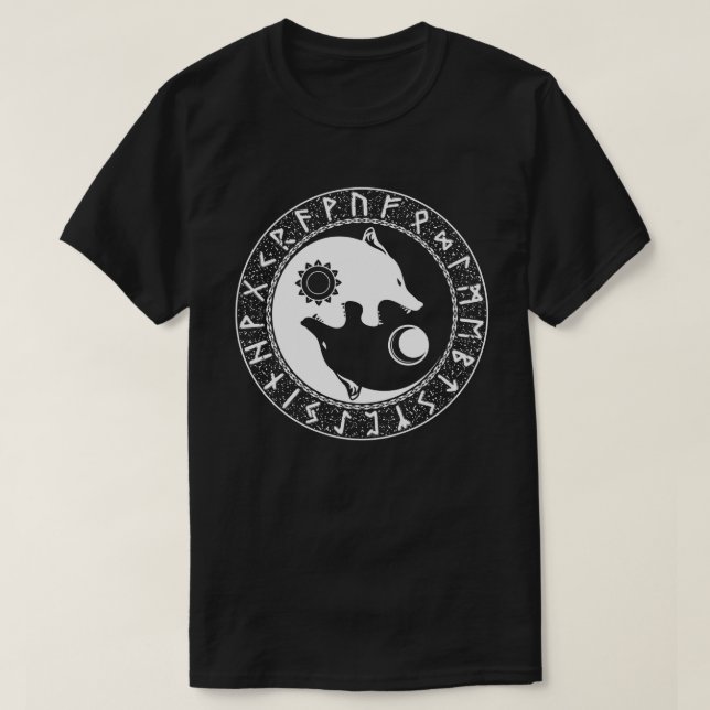 Viking Sons von Fenrir Yin Yang Wolf T-Shirt (Design vorne)