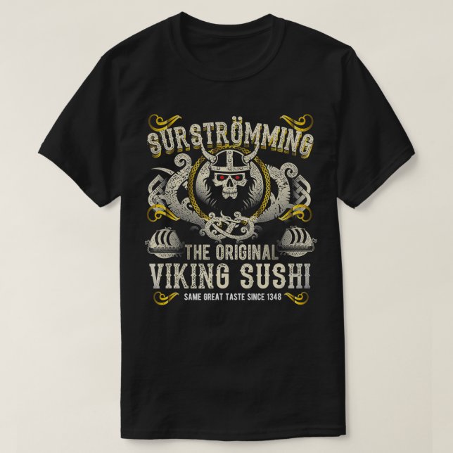 Viking Sushi Cool Original Surstrommi T-Shirt (Design vorne)