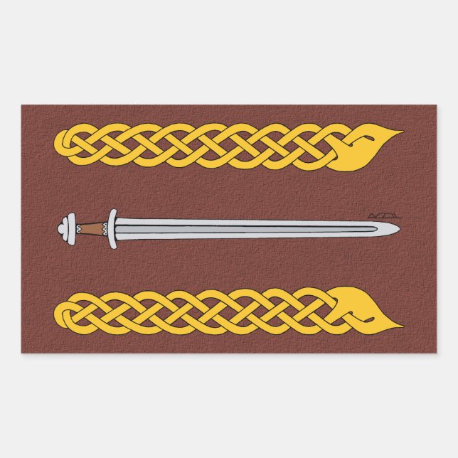 Viking Sword und Plaitwork Rechteckiger Aufkleber (Vorderseite)