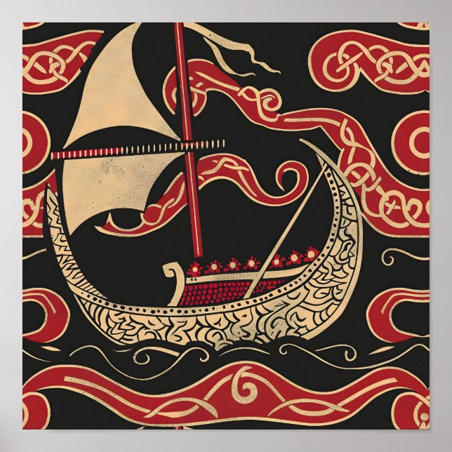 Viking Themed Longship Poster (Vorne)