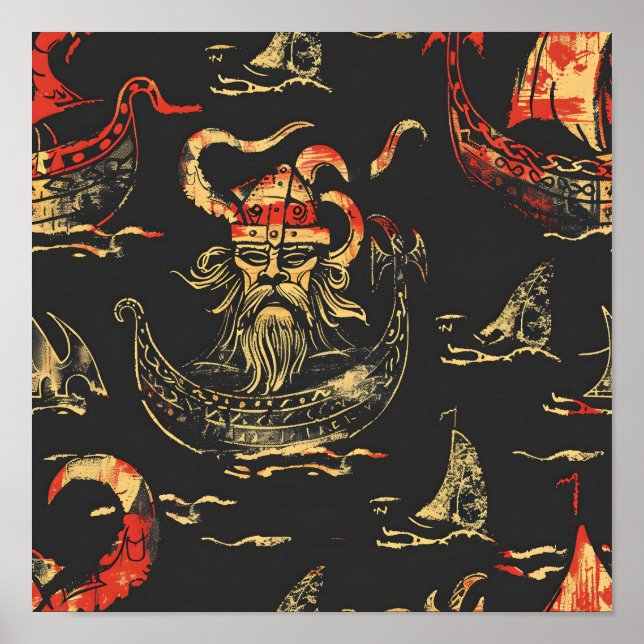 Viking Themed Ocean Scene Poster (Vorne)