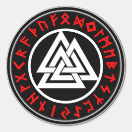 Viking Triscalion Red Runes  Runder Aufkleber
