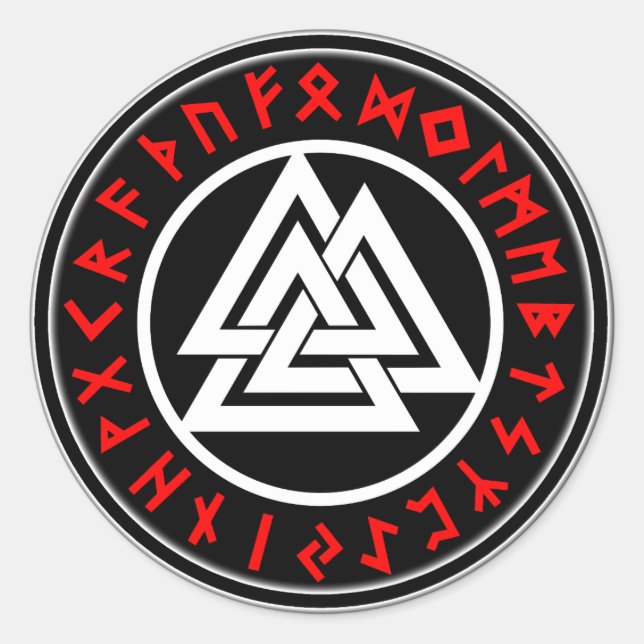 Viking Triscalion Red Runes  Runder Aufkleber (Vorderseite)