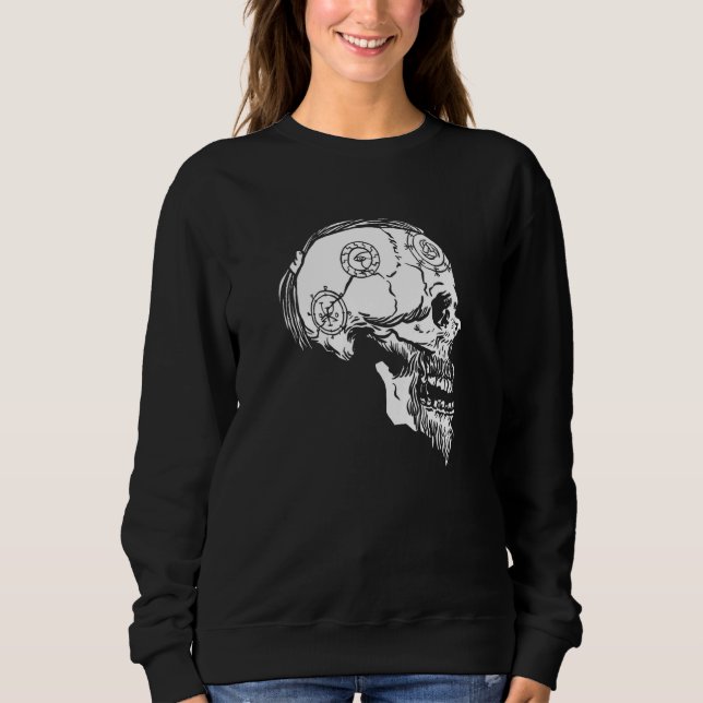 Viking Valhalla Skull Norse Mythology Braided Hair Sweatshirt (Vorderseite)