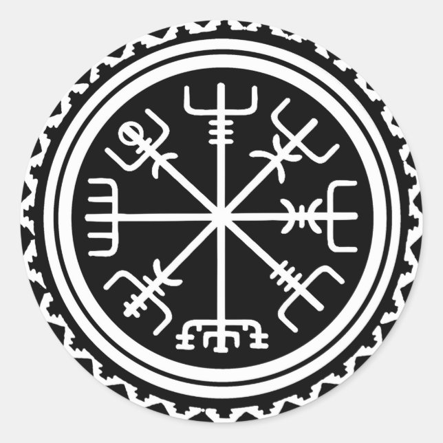 Viking Vegvisir Nautical Compass Runder Aufkleber (Vorderseite)