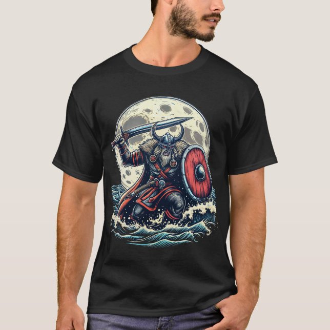 Viking Warrior auf See T-Shirt (Vorderseite)