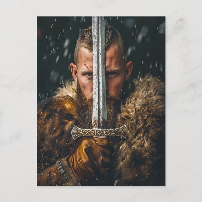 Viking Warrior in Authentic Attire Postkarte (Vorderseite)