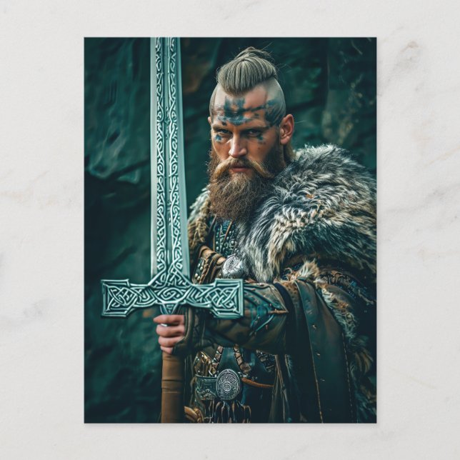 Viking Warrior in Authentic Attire Postkarte (Vorderseite)