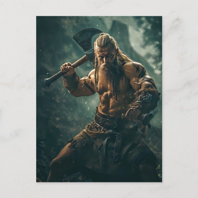 Viking Warrior in Authentic Attire Postkarte (Vorderseite)