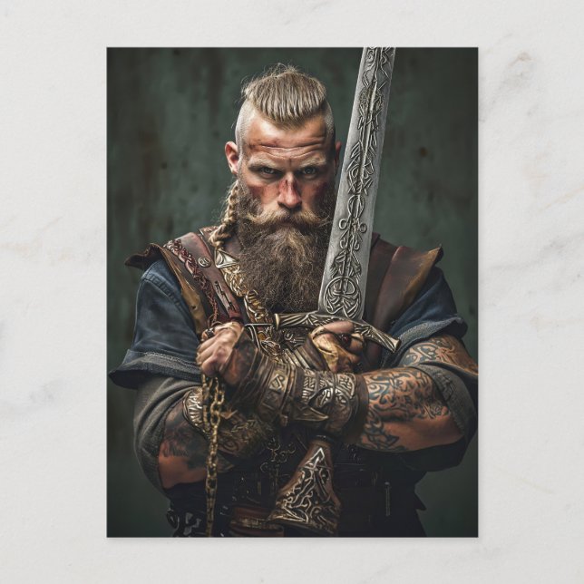 Viking Warrior in Authentic Attire Postkarte (Vorderseite)