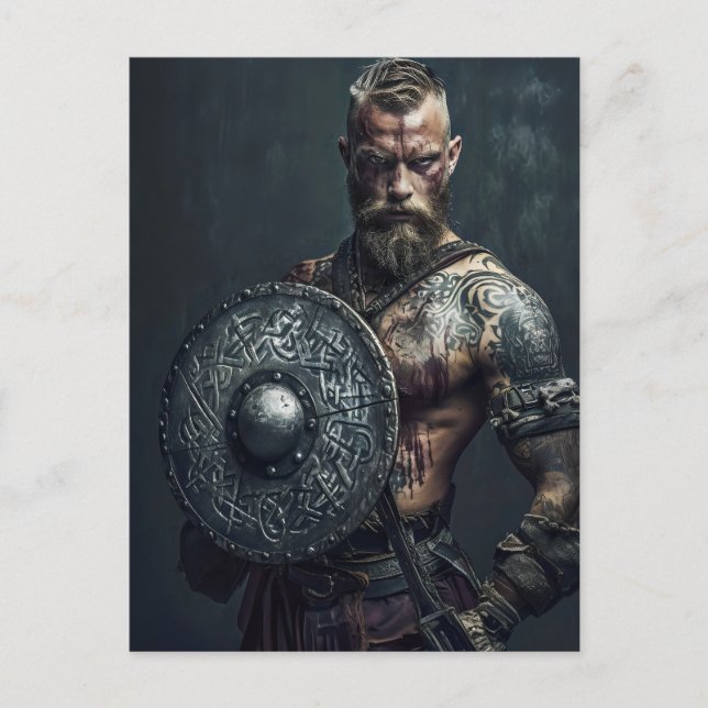 Viking Warrior in Authentic Attire Postkarte (Vorderseite)