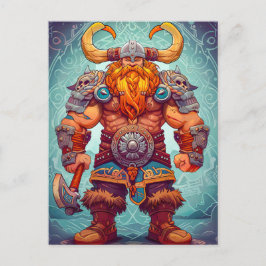 Viking Warrior mit Ax Norse Mythology Comic Postkarte