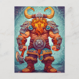 Viking Warrior mit Ax Norse Mythology Comic Postkarte