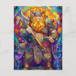 Viking Warrior mit Ax Norse Mythology Comic Postkarte
