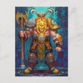 Viking Warrior mit Ax Norse Mythology Comic Postkarte