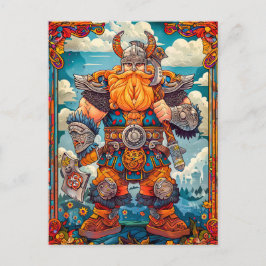 Viking Warrior mit Ax Norse Mythology Comic Postkarte