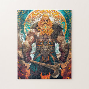 Viking Warrior mit Ax Norse Mythology Comic Puzzle