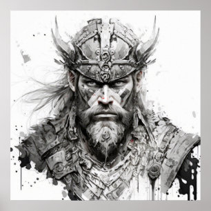Viking Warrior Portrait Painting Historische Art Poster
