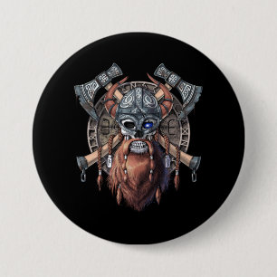 Viking Warrior Skull Button