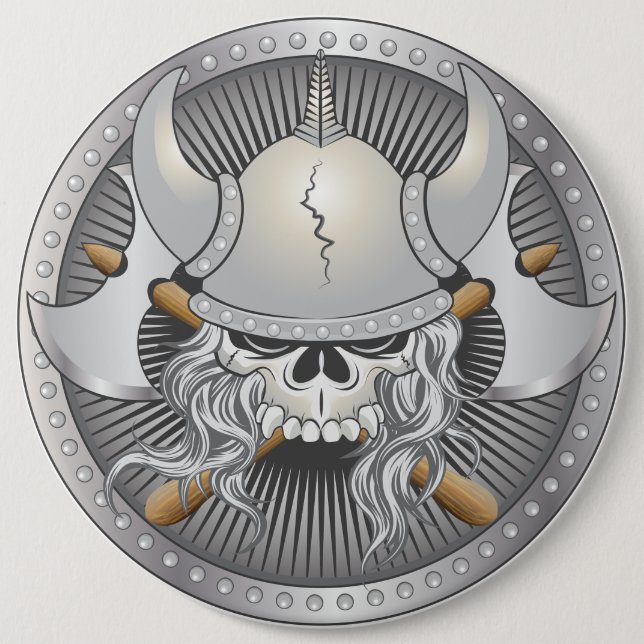 Viking Warrior Skull Button (Vorderseite)