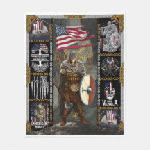 Viking Warrior Stehend für amerikanische Flagge