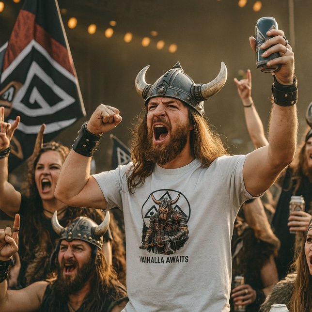 Viking Warrior Valhalla Awaits Valknut Graphic T-Shirt (Von Creator hochgeladen)