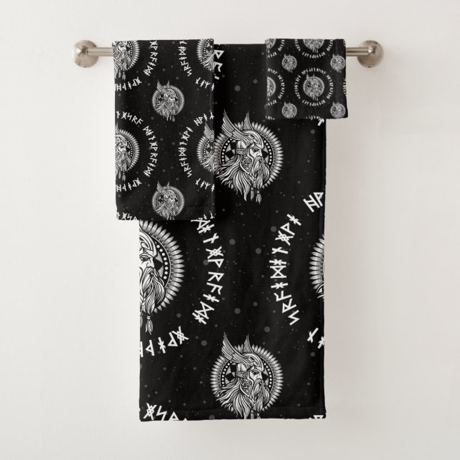 Viking Warrior Winged Helmet Badhandtuch Set (Insitu)