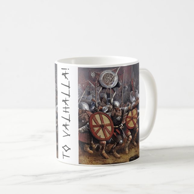 Viking Warriors Ladung in Battle Coffee Tasse (VorderseiteRechts)