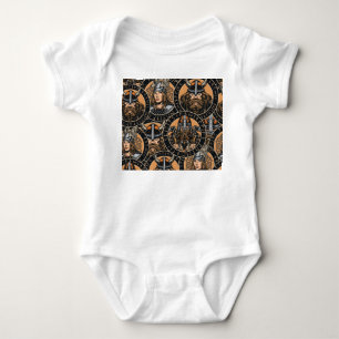 Viking Warriors: Vintages Muster Baby Strampler
