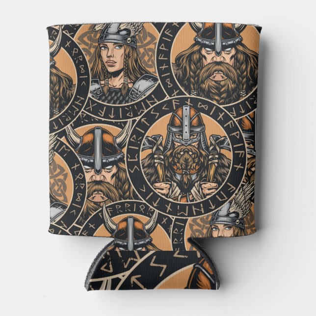 Viking Warriors: Vintages Muster Dosenkühler (Vorderseite)