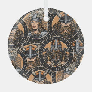 Viking Warriors: Vintages Muster Ornament Aus Glas