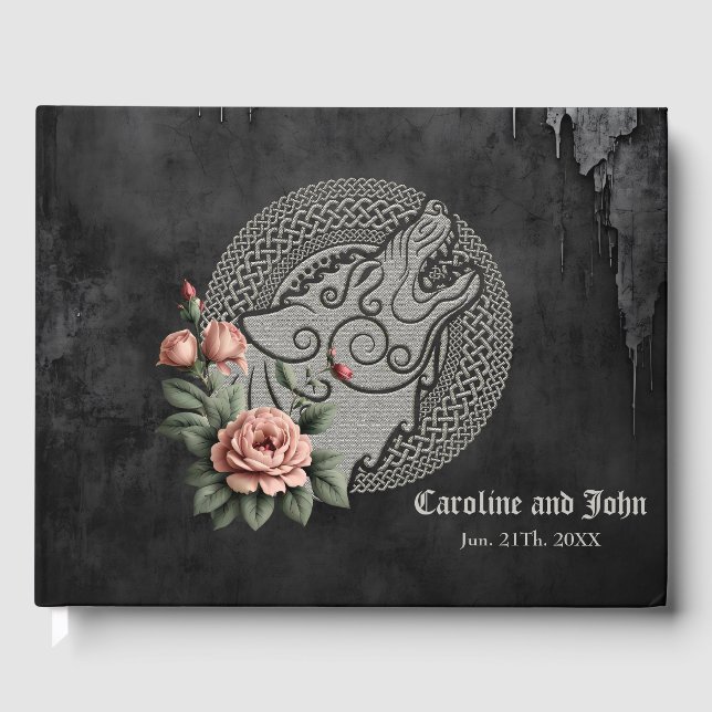 Viking Wolf & Rose. Ein stilisierter Wolfskopf, Gästebuch (Vorderseite)