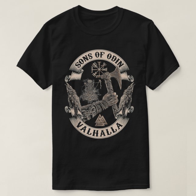 VIKINGS RISE-SONS VON ODIN-Valhalla Wikinger Norse T-Shirt (Design vorne)