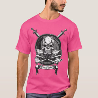 Vikings Skull Shieldmaiden mit Achsen Sieg oder Va T-Shirt