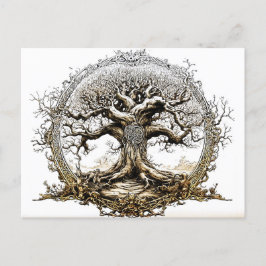 VikingSketch Pen Drawing of a Norse Yggdrasil tree Postkarte