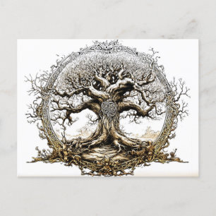 VikingSketch Pen Drawing of a Norse Yggdrasil tree Postkarte