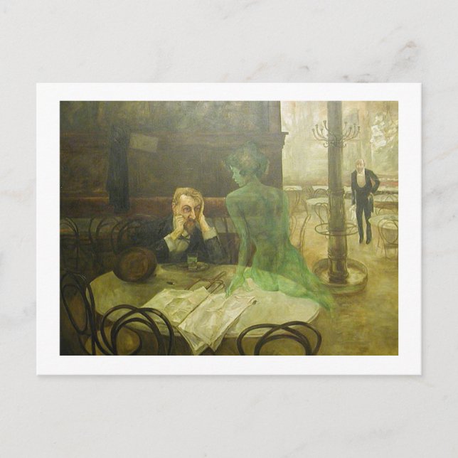 Viktor Oliva. Absinthe Drinker Postkarte (Vorderseite)