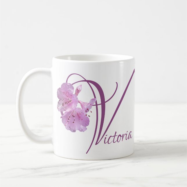 Viktoria-Name Rosa Blumenboho Kaffeetasse (Links)