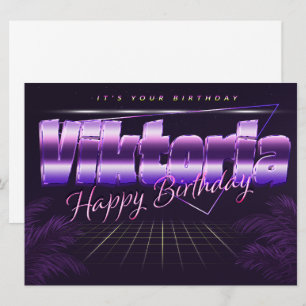 Viktoria Name Vorname lila retro Karte Geburtstag