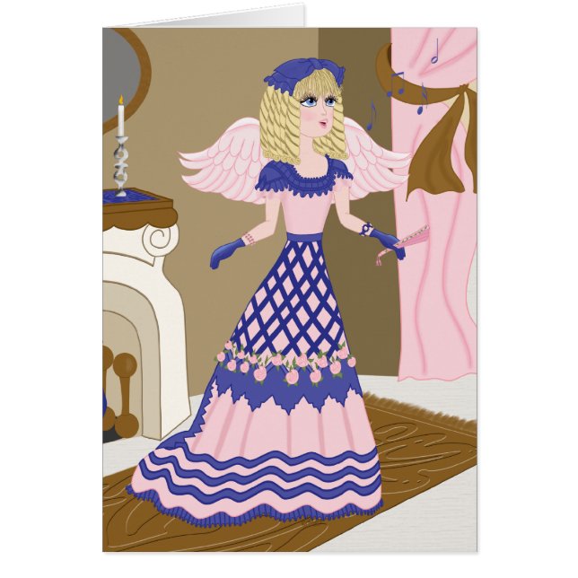 Viktorianisch Angel Blau und Rosa Gesang am Kamin (Vorne)