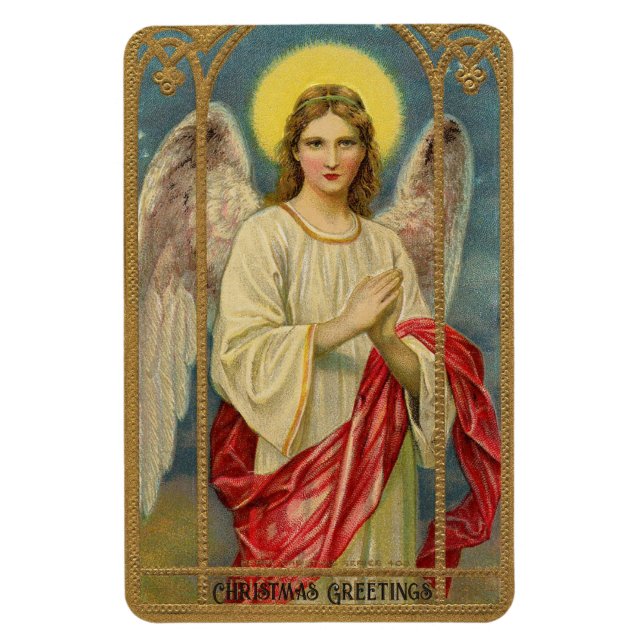 Viktorianisch Angel Sendet Weihnachtsgrüße Frig Magnet (Vertikal)